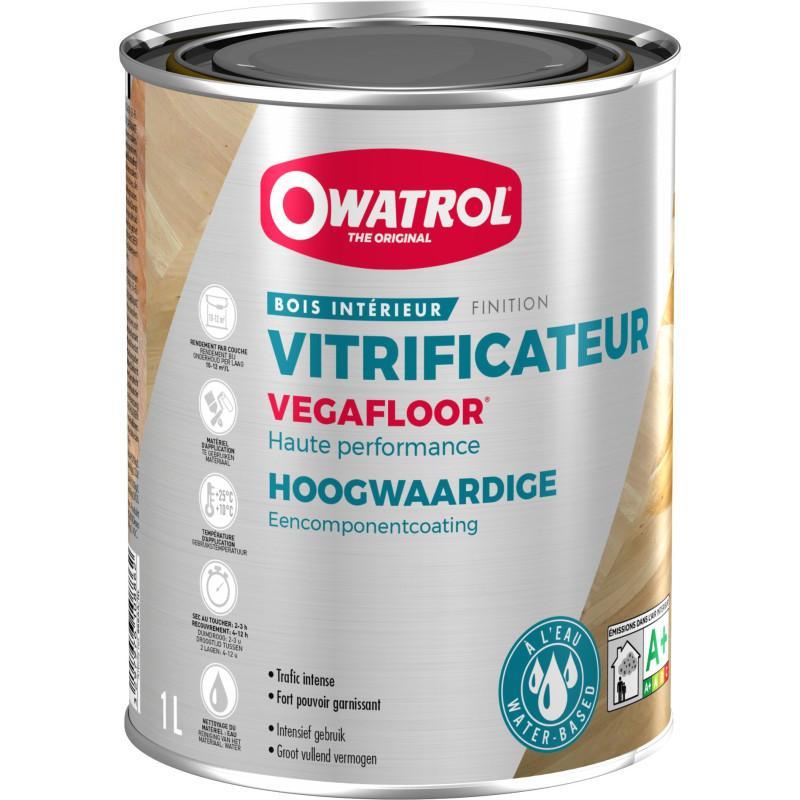 Vernice poliuretanica satinata OWATROL Vegafloor ad acqua per legno 5 litri