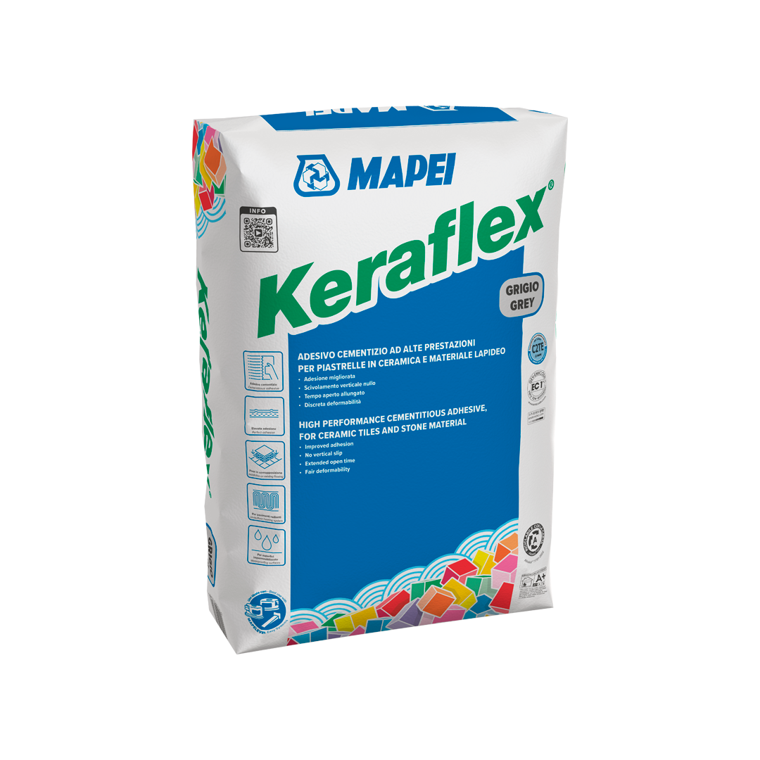 Sacco di adesivo cementizio grigio Mapei Keraflex per piastrelle ceramica 5 kg
