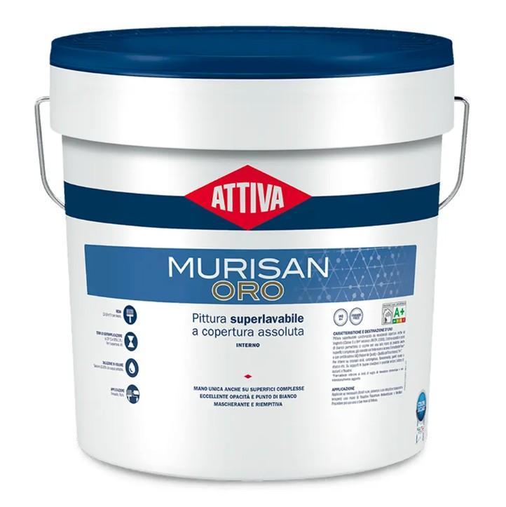 Secchio di pittura murale superlavabile Attiva Murisan Oro 14 litri bianco per interni