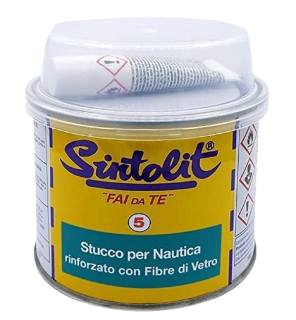 Stucco nautico Sintolit per riparazioni barche e carrozzeria rinforzato fibre vetro barattolo 375 ml