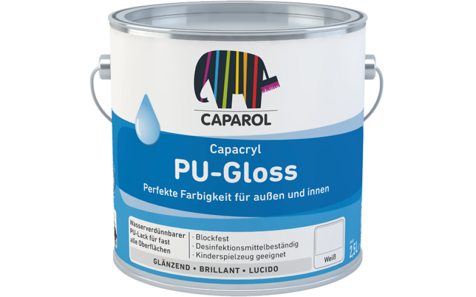 caparol caparol - capacryl pu gloss bianco 0,750 lt smalto acril-poliuretanico lucido - foto 1