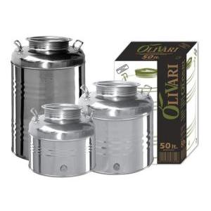 Fusto inox per olio 15 lt con maniglie e tappo a vite con predisposizione per rubinetto