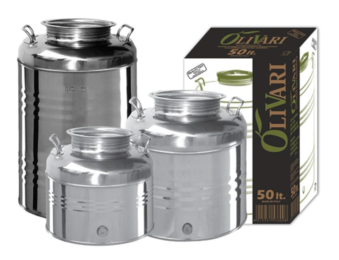 fraschetti fusto inox per olio 15 lt con maniglie e tappo a vite con predisposizione per rubinetto - foto 1