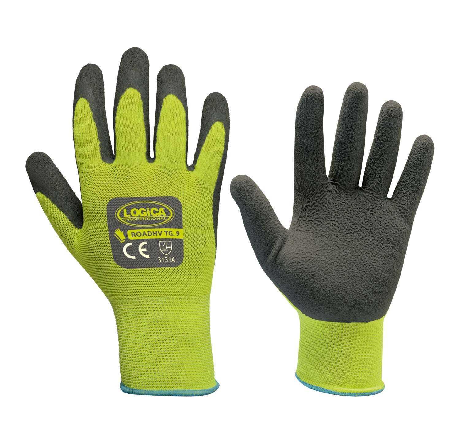 logica professional logica - guanti da lavoro schiuma lattice grigio-giallo hv taglia 9 - foto 1