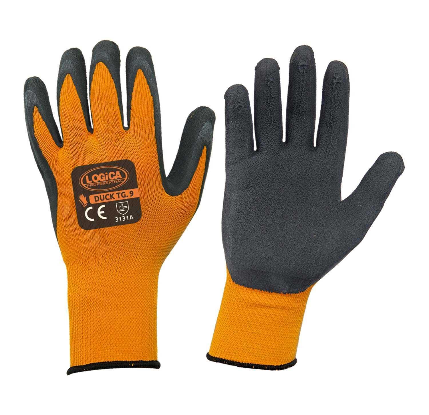 logica professional logica – duck guanti sintetici spalmati nylon arancio/nero tg. 10 - foto 1