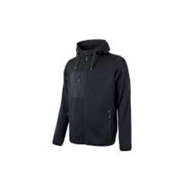 Felpa tecnica U Group Upower Rainbow giallo fluo taglia L con zip e cappuccio per lavori di sicurezza