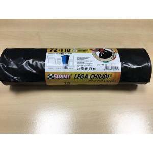 Sacco immondizia nero  lega e chiudi 72x110 cm eco rigenerato 50 micron 10 pezzi prezzo al rotolo