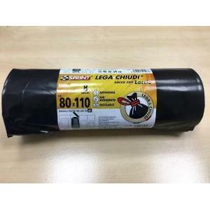 Sacco immondizia nero con laccio  80x110 cm 125 litri 8 pezzi antigoccia prezzo al rotolo