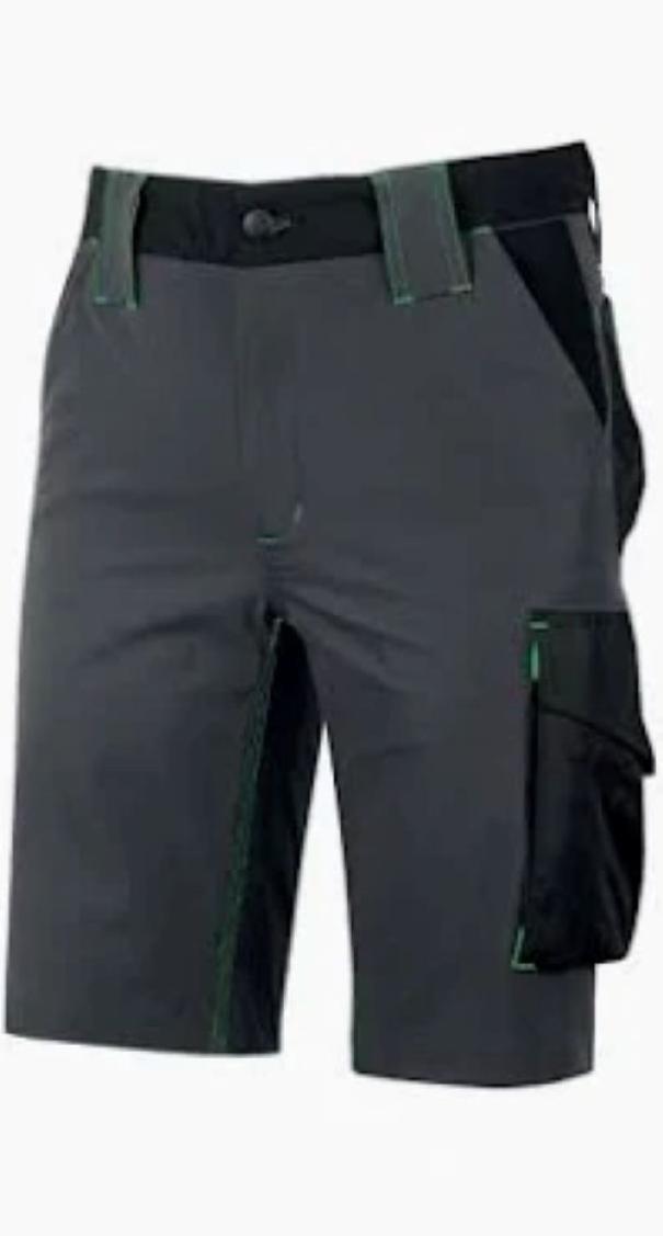 Bermuda da lavoro tecnici grigio verde U Group taglia S in tessuto resistente con tasche multifunzione