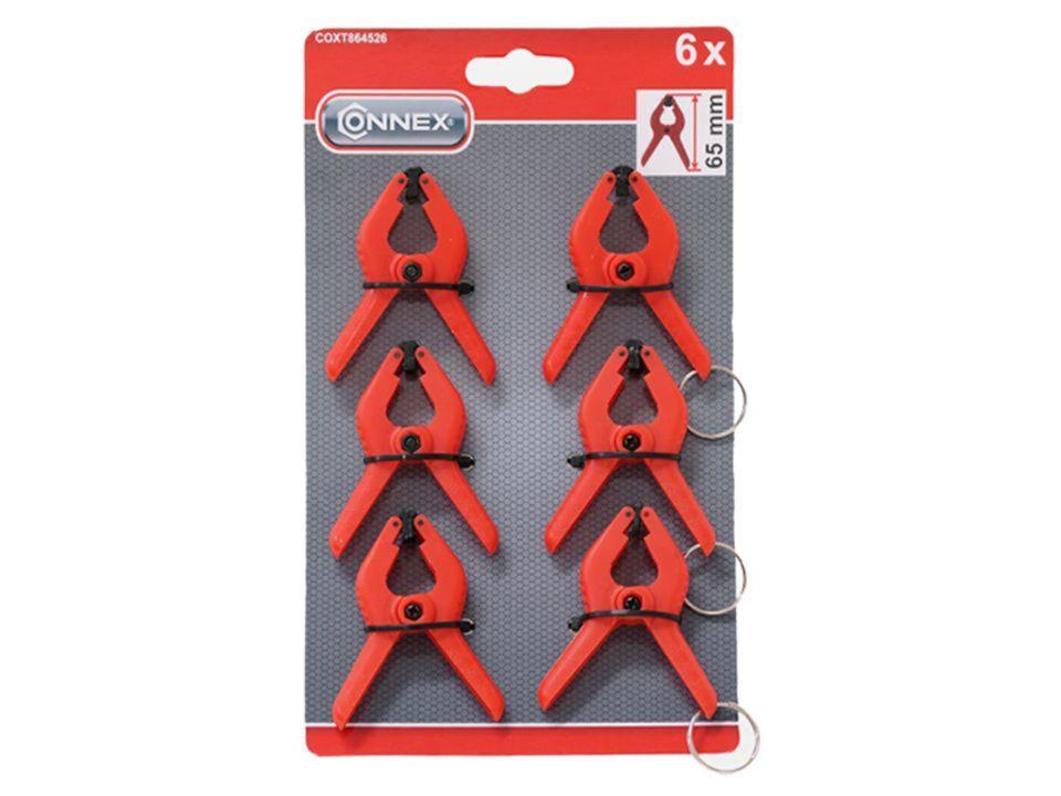 Set di 6 morsetti in plastica rossi da 65 mm ideali per bricolage e falegnameria