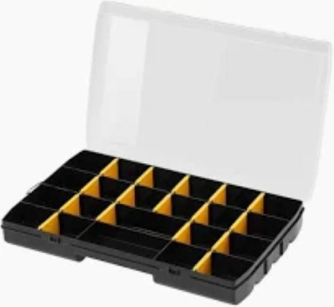 Organizer portaminuteria con 17 scomparti regolabili in plastica resistente coperchio trasparente