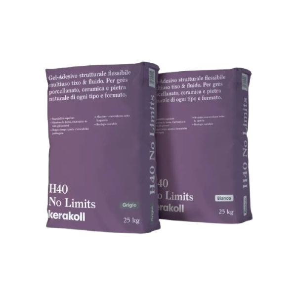 adesivo gel flessibile bianco 25 kg Kerakoll H40 No Limits per ceramica e pietra naturale