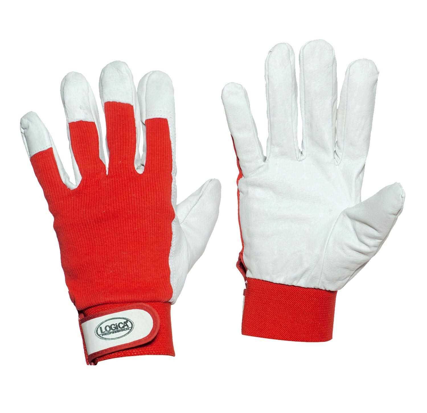 logica professional logica – 109trend guanti in pelle leggera bianco/rosso tg. 9 - foto 1