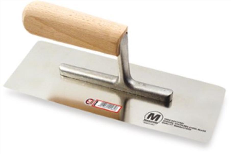 frattazzo acciaio inox 355x110 mm con manico in legno bulova per edilizia professionale