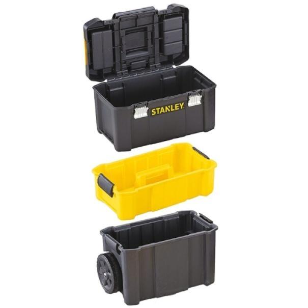 componenti separati del trolley portautensili nero e giallo brico io essenziale per trasporto utensili