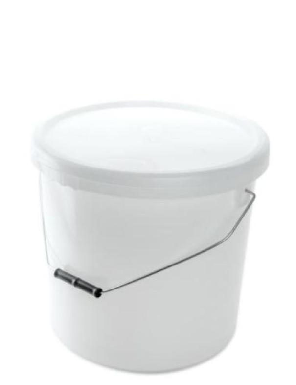secchio per pittura bianco con coperchio da 15 litri e manico in metallo