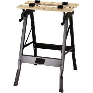 Banco da lavoro multifunzionale pieghevole da officina struttura in metallo e piano in legno