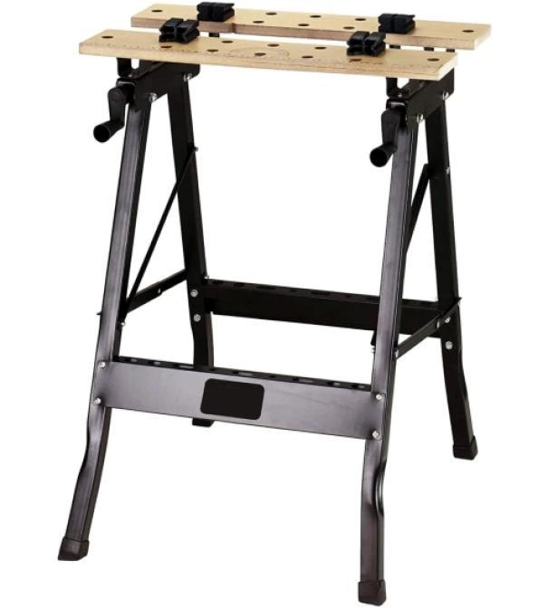 banco da lavoro pieghevole multifunzionale struttura metallo e piano legno per officina