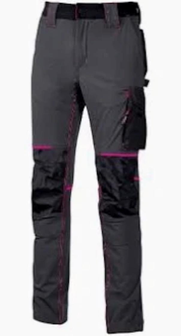 Pantalone tecnico da lavoro donna U Group Upower Atom Lady grigio fucsia taglia S