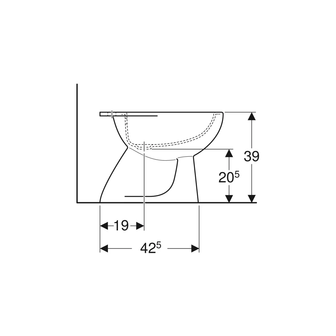 geberit geberit - bidet a pavimento bianco lucido con monoforo e troppopieno mod. colibri' - foto 2