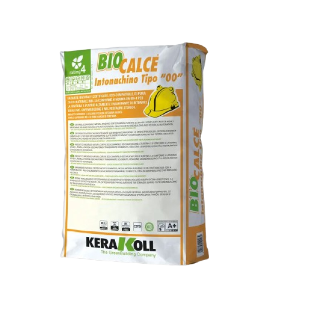 Sacco di intonachino naturale Kerakoll Biocalce Tipo 00 da 20 kg per finitura traspirante