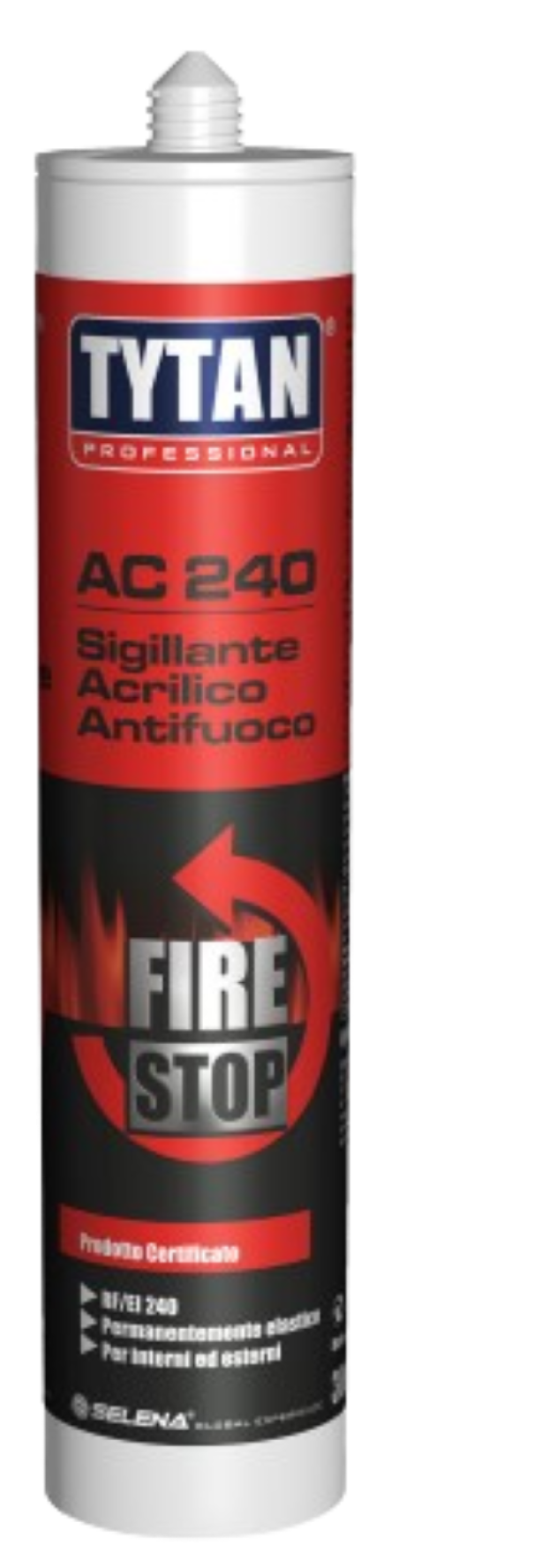 Sigillante acrilico antifumo EI240 Selena Italia Tytan AC240 600 ml grigio perla per giunti resistenti al fuoco