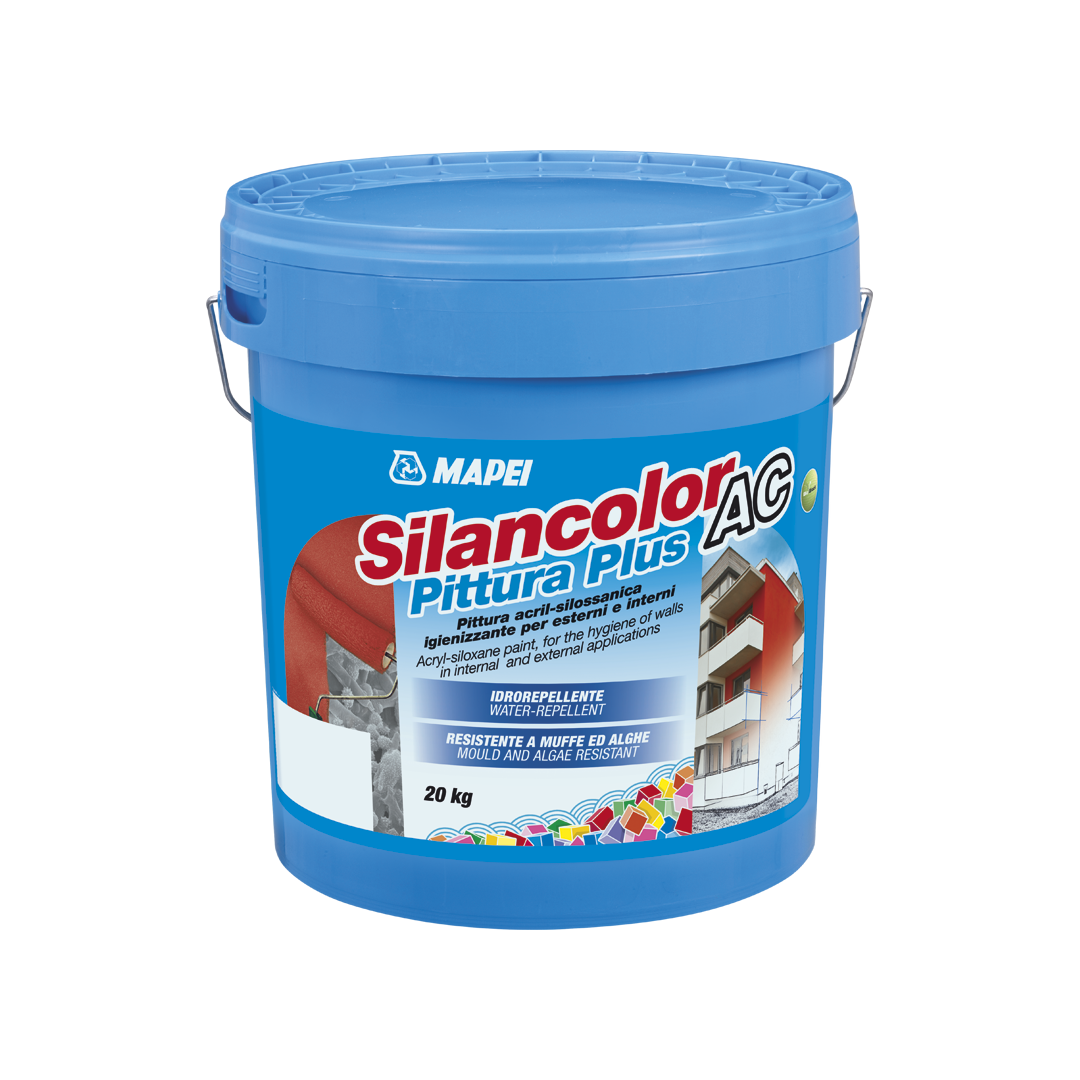 Pittura acril silossanica Mapei Silancolor AC Plus 20 kg bianco antimuffa idrorepellente