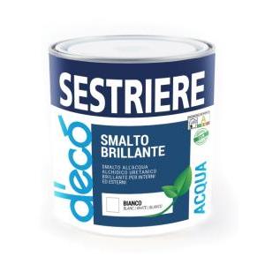 Smalto brillante all’acqua per interni esterni bianco 0,75 l