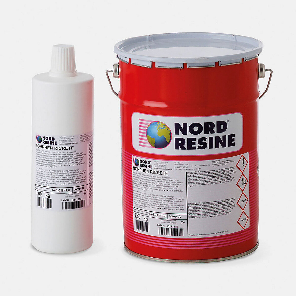 Kit adesivo epossidico bicomponente Nord Resine Norphen Ricrete 5 kg grigio cemento