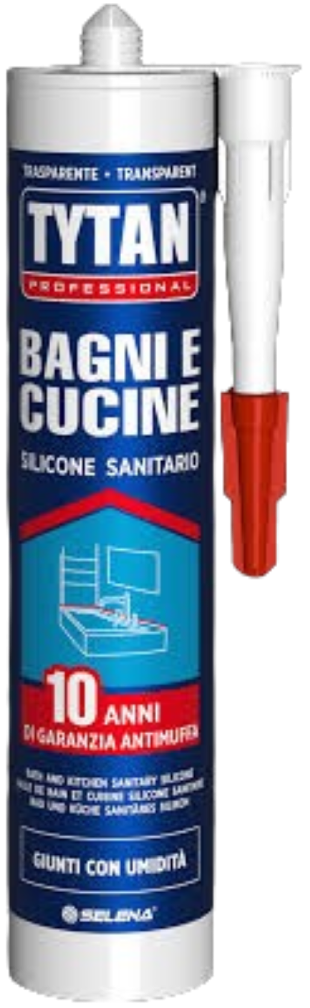 sigillante siliconico sanitario trasparente per bagni e cucine tytan prof selena italia antimuffa