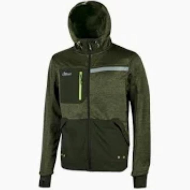 Felpa tecnica UPower Galaxy verde scuro con cappuccio taglia 2XL per uomo