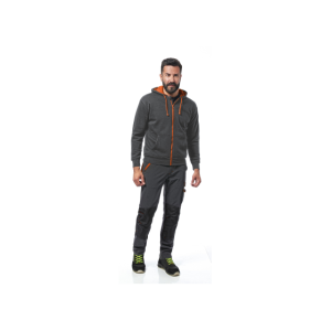 Felpa polycotone zip lunga  grigio arancio taglia xl