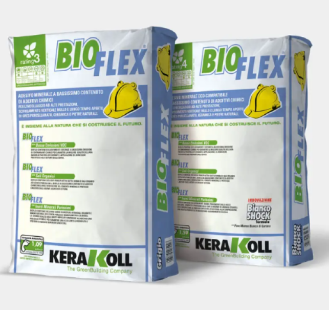 adesivo minerale grigio kerakoll bioflex sacco 25 kg
