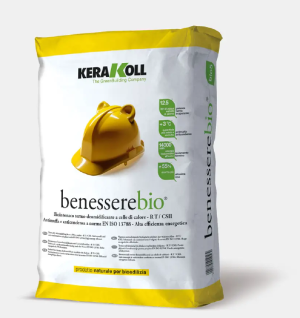 sacco kerakoll benessere bio 18 kg biointonaco termo deumidificante naturale per murature