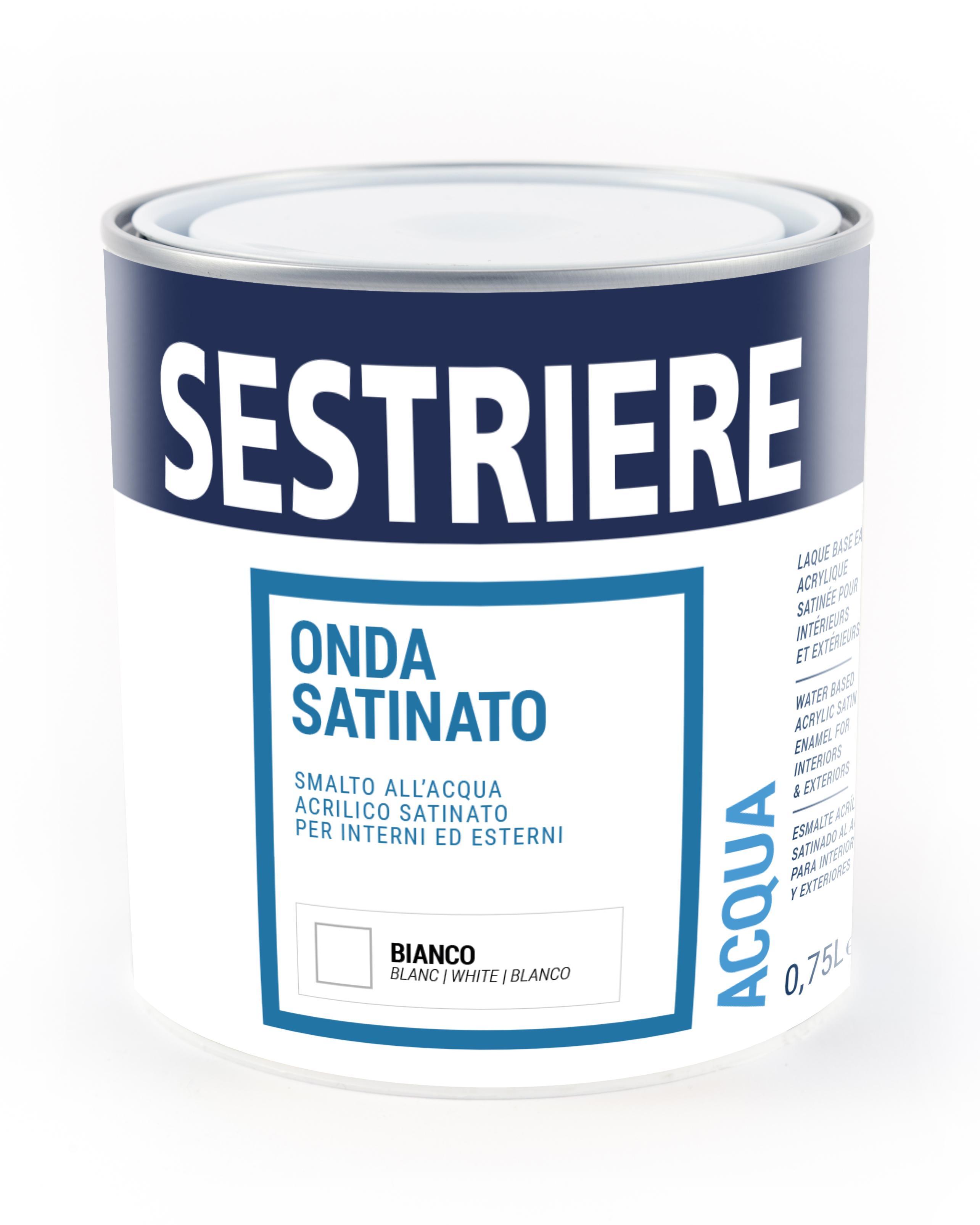 barattolo smalto allu2019acqua acrilico satinato bianco SESTRIERE onda satinato per interni ed esterni 0.75 lt
