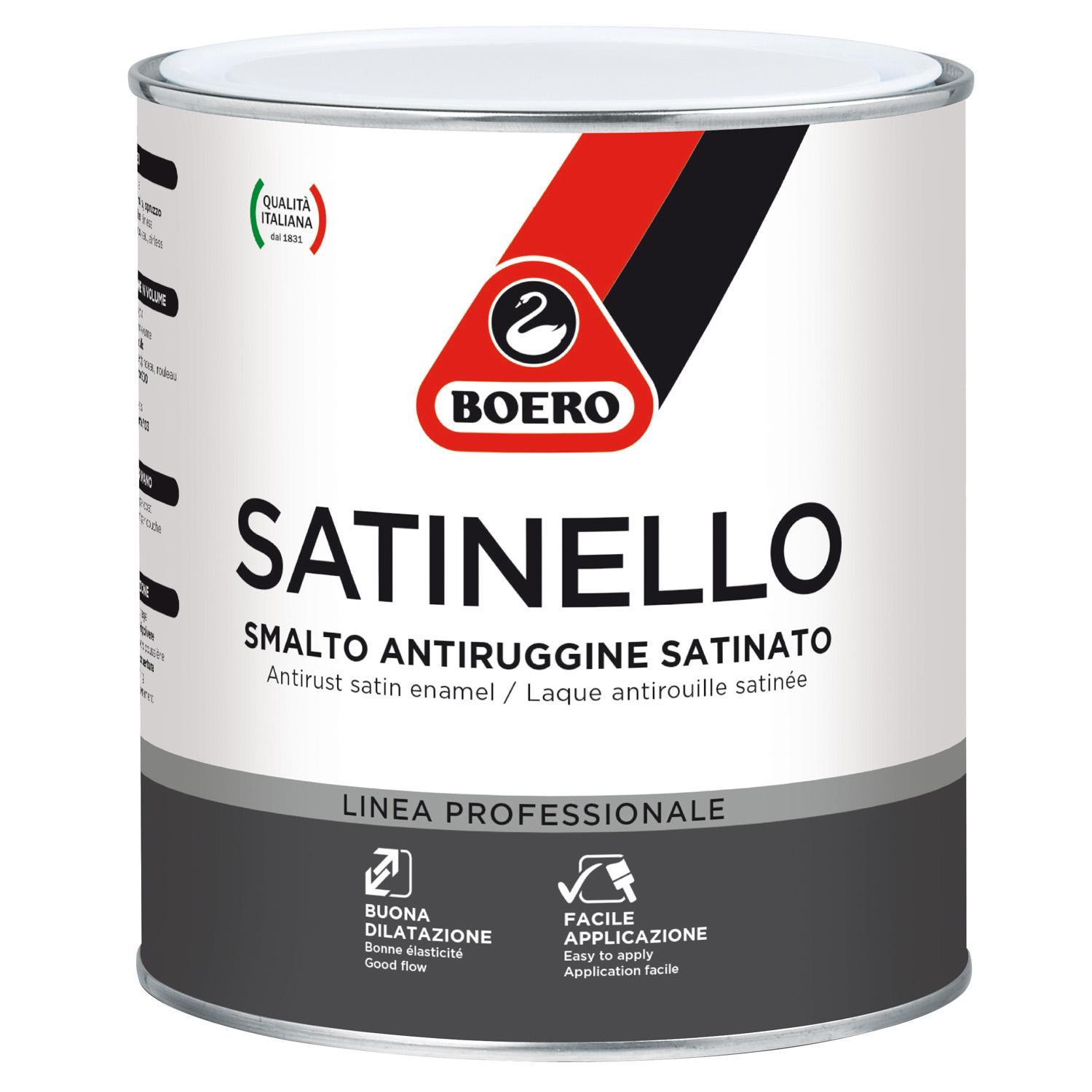Smalto antiruggine satinato Boero Satinello barattolo 0.38 litri bianco applicazione facile per ferro legno