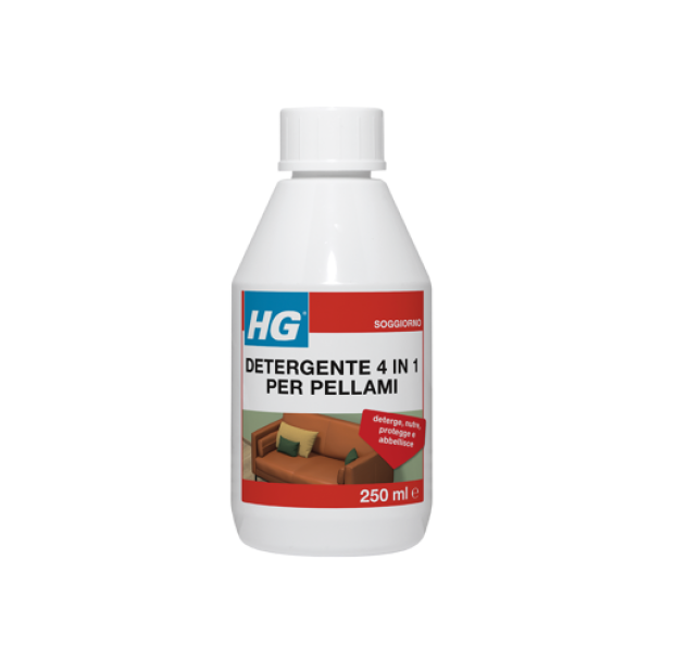 hg italia hg detergente 4 in 1 per pellami - pulizia, nutrimento e protezione completa da 0.25 lt - foto 1