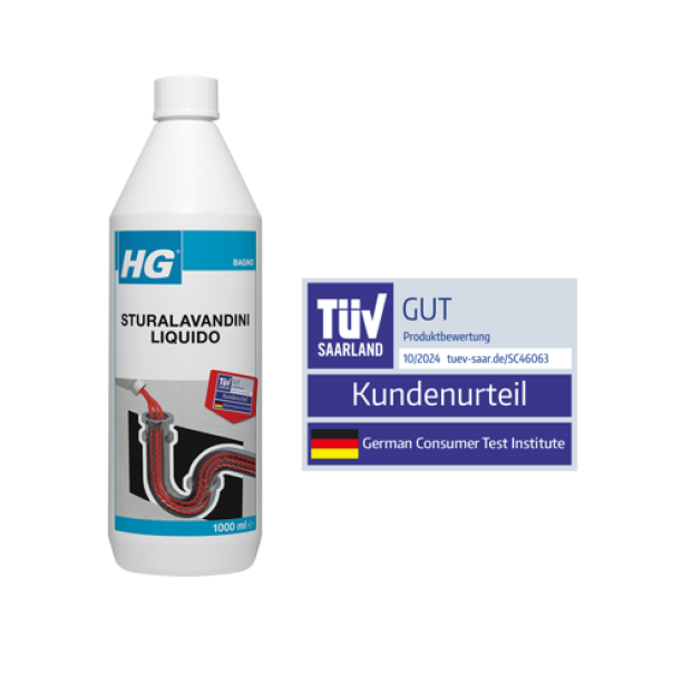 hg italia hg sturalavandini liquido – pronto all’uso per scarichi intasati da 1 lt - foto 1
