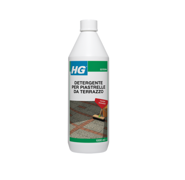 hg italia hg detergente per piastrelle da terrazzo – concentrato per pavimenti esterni in pietra e clinker da 1 lt - foto 1