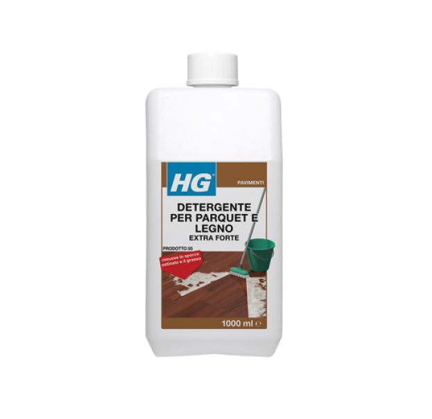 hg italia hg detergente extra forte per parquet – rimozione sporco e film protettivi da 1 lt - foto 1