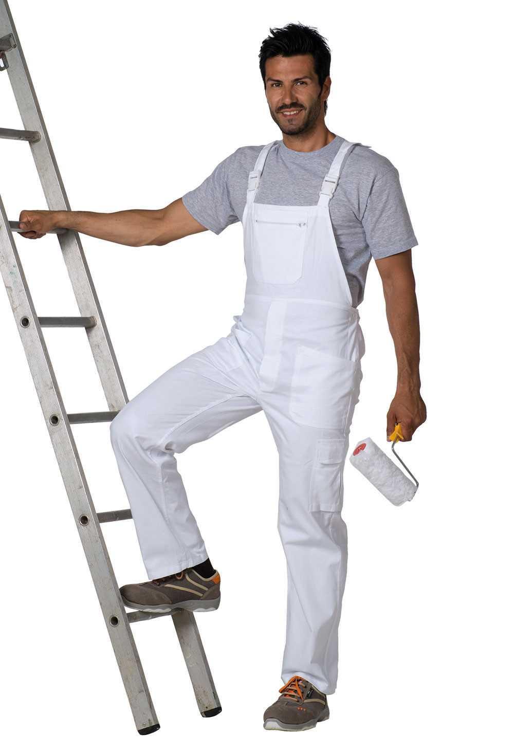logica professional logica - salopette cotone bianco con tasconi e bretelle regolabili tg. xl - foto 1