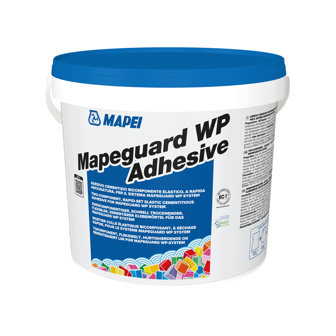 Secchio adesivo cementizio bicomponente Mapei Mapeguard WP Adhesive marrone 6,65 kg con tappo blu