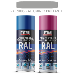 Tytan - smalto acrilico art spray rapida essicazione 400 ml ral 9006 alluminio brillante
