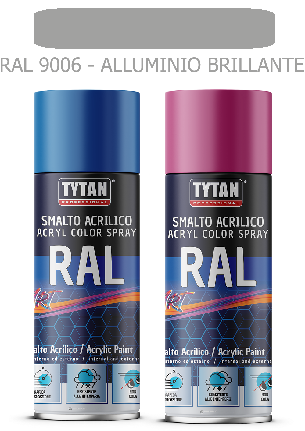 selena italia tytan - smalto acrilico art spray rapida essicazione 400 ml ral 9006 alluminio brillante - foto 1