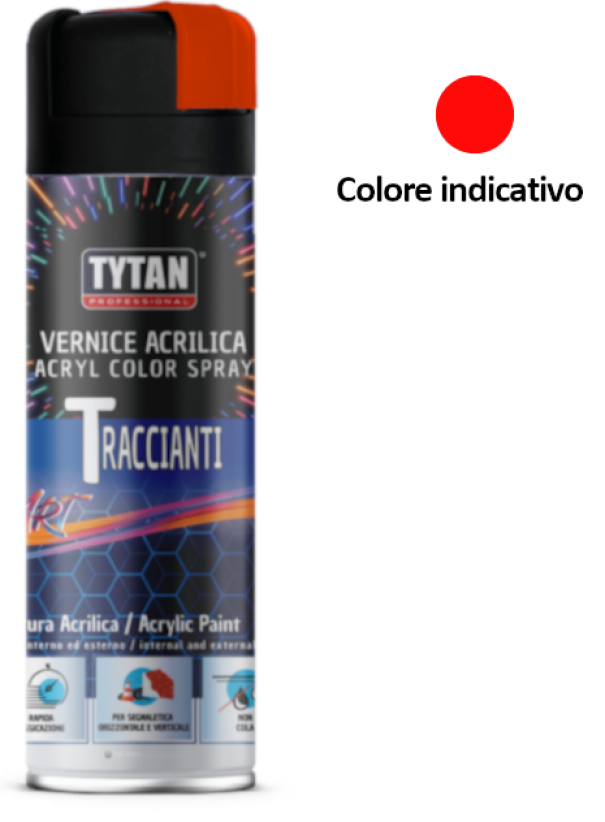 selena italia tytan - vernice acrilica tracciante spray per segnaletica rapida essicazione rosso fluo ml 500 - foto 1