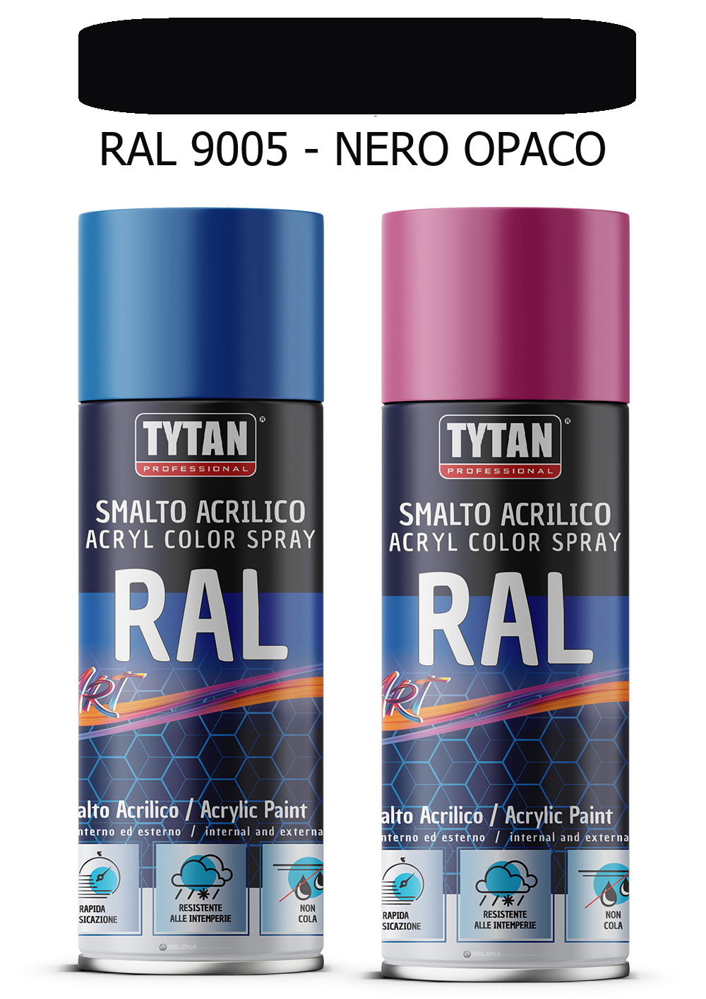 selena italia tytan - smalto acrilico art spray rapida essicazione 400 ml ral 9005 nero opaco - foto 1
