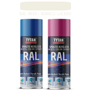 Tytan - smalto acrilico art spray rapida essicazione 400 ml ral 9010 bianco lucido