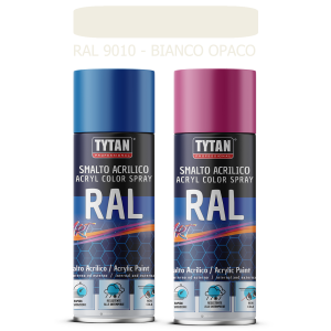 Tytan - smalto acrilico art spray rapida essicazione 400 ml ral 9010 bianco opaco