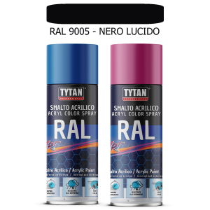 Tytan - smalto acrilico art spray rapida essicazione 400 ml ral 9005 nero lucido