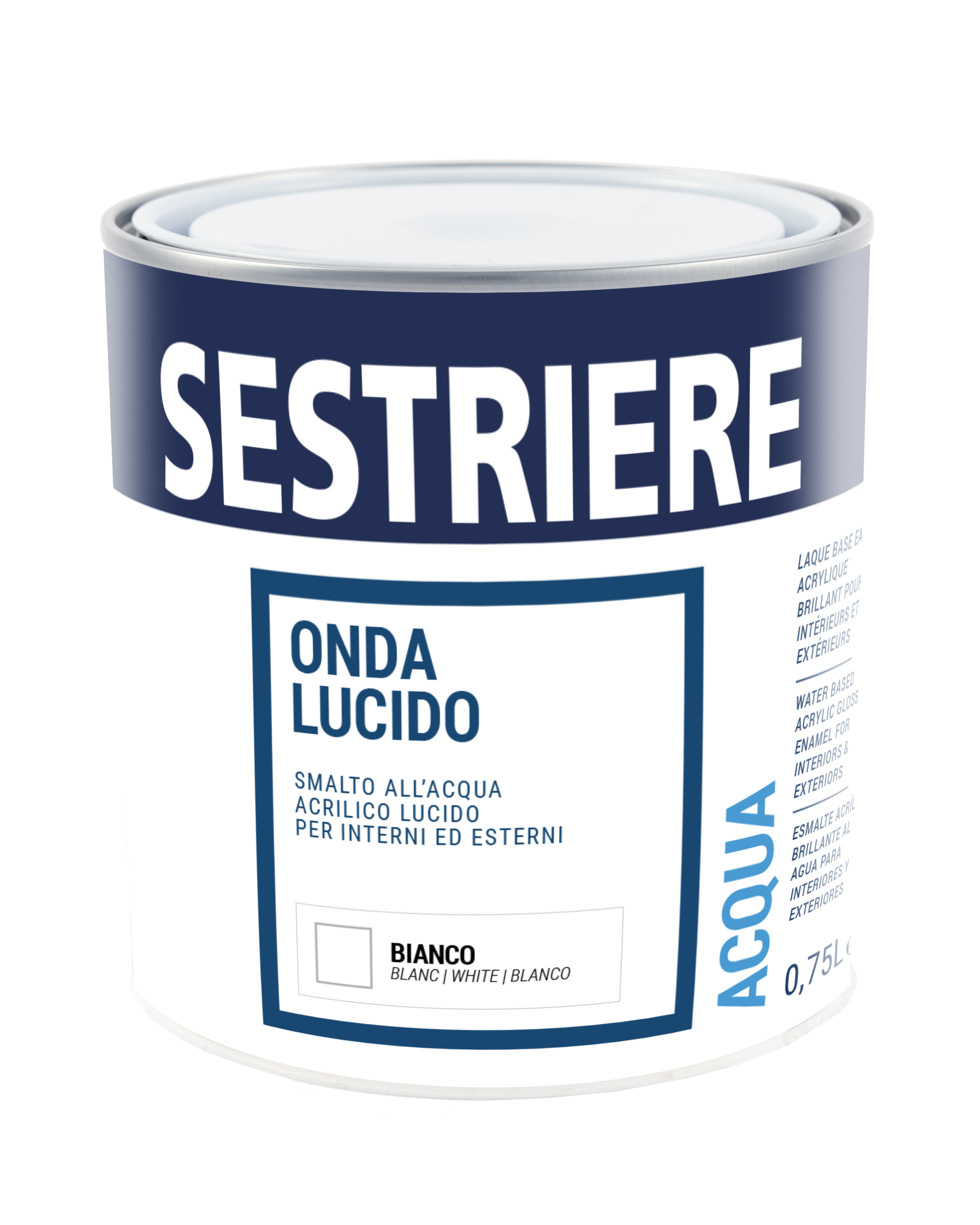 barattolo di smalto acrilico lucido bianco Sestriere Onda Lucido 2.5 litri per interni ed esterni